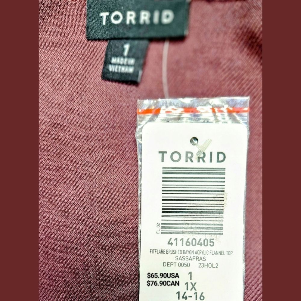 TORRID FITβ& FLARE Brushed Rayon Tie-Up back detail Acrylic Top Size 1X - Picture 12 of 15